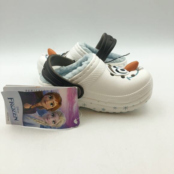 Crocs Unisex Kids Olaf Classic Clogs Size 6 White Snow Flakes NWT - Picture 3 of 10